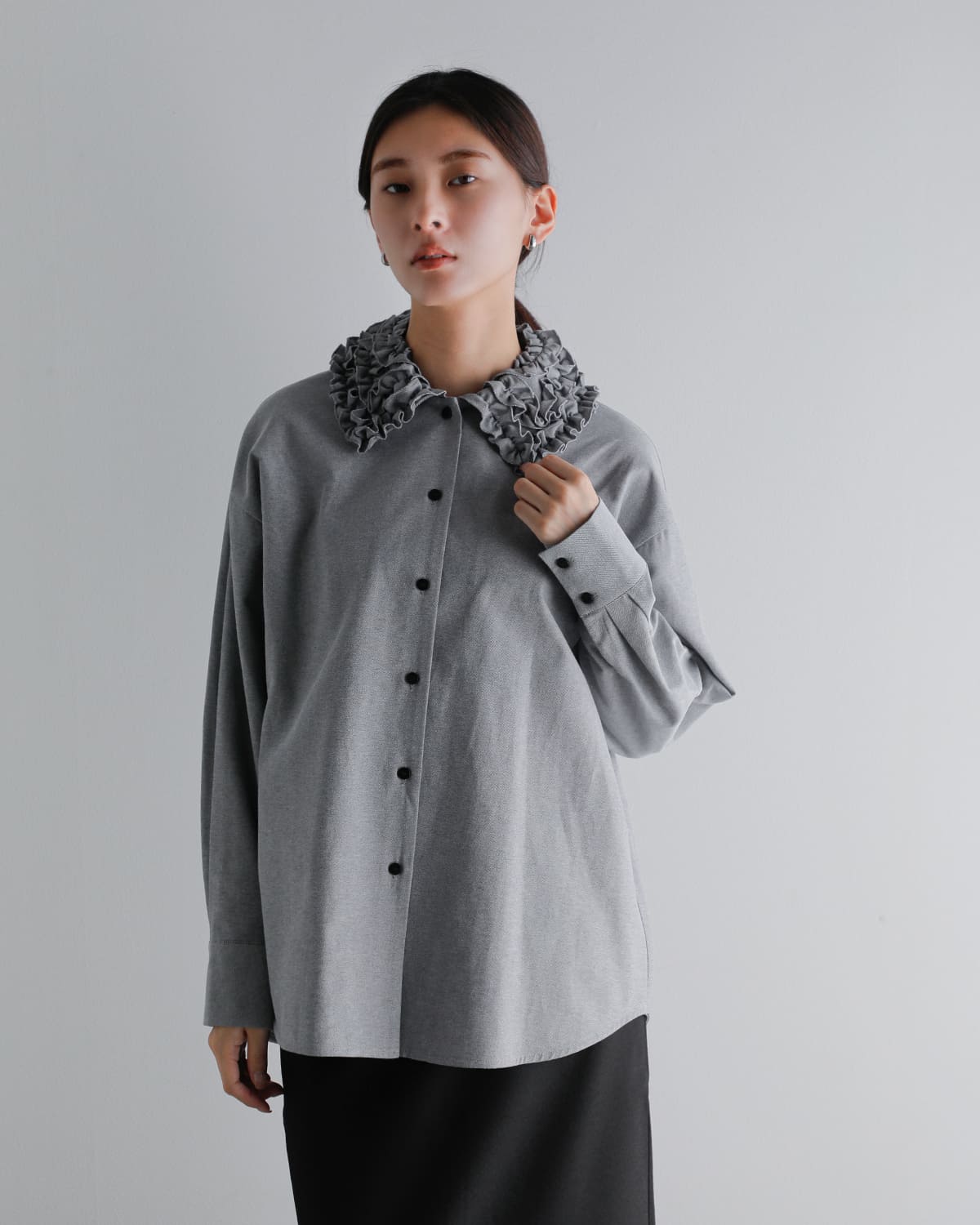 MANOF(マノフ)フリルカラーオックスフォードシャツ 80122-4013