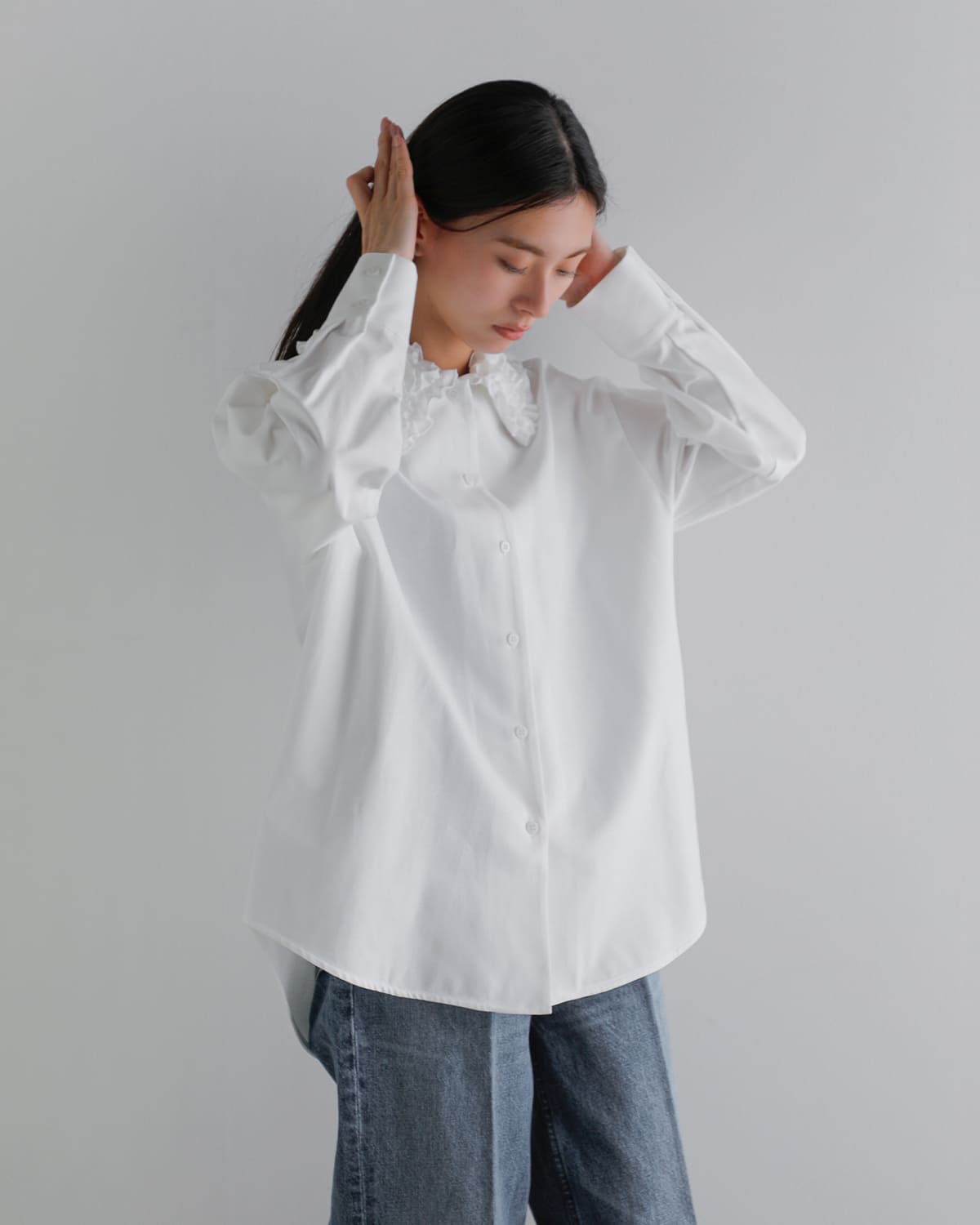 MANOF(マノフ)フリルカラーオックスフォードシャツ 80122-4013