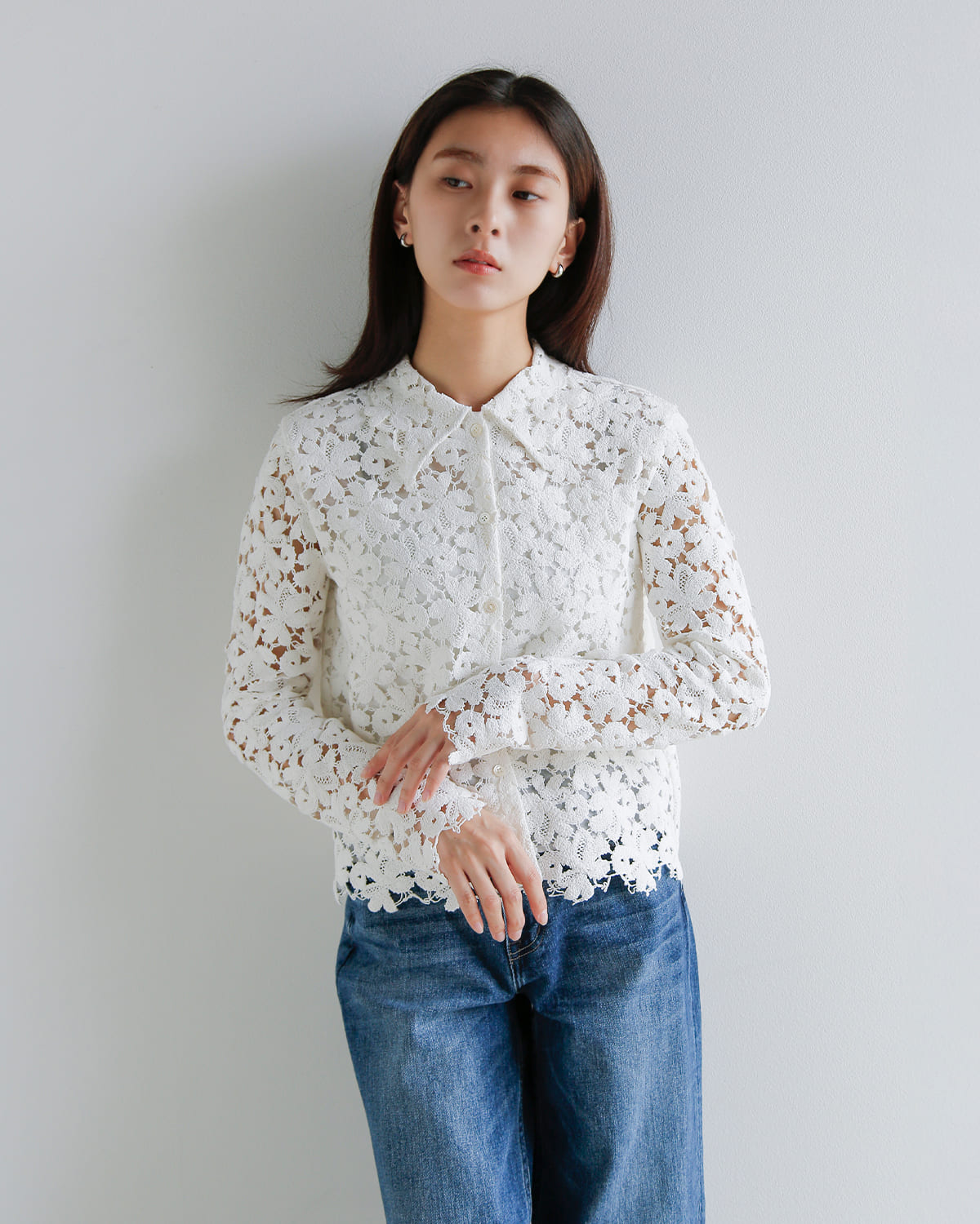 MANOF(マノフ)コットンレースショートシャツ 80122-4073