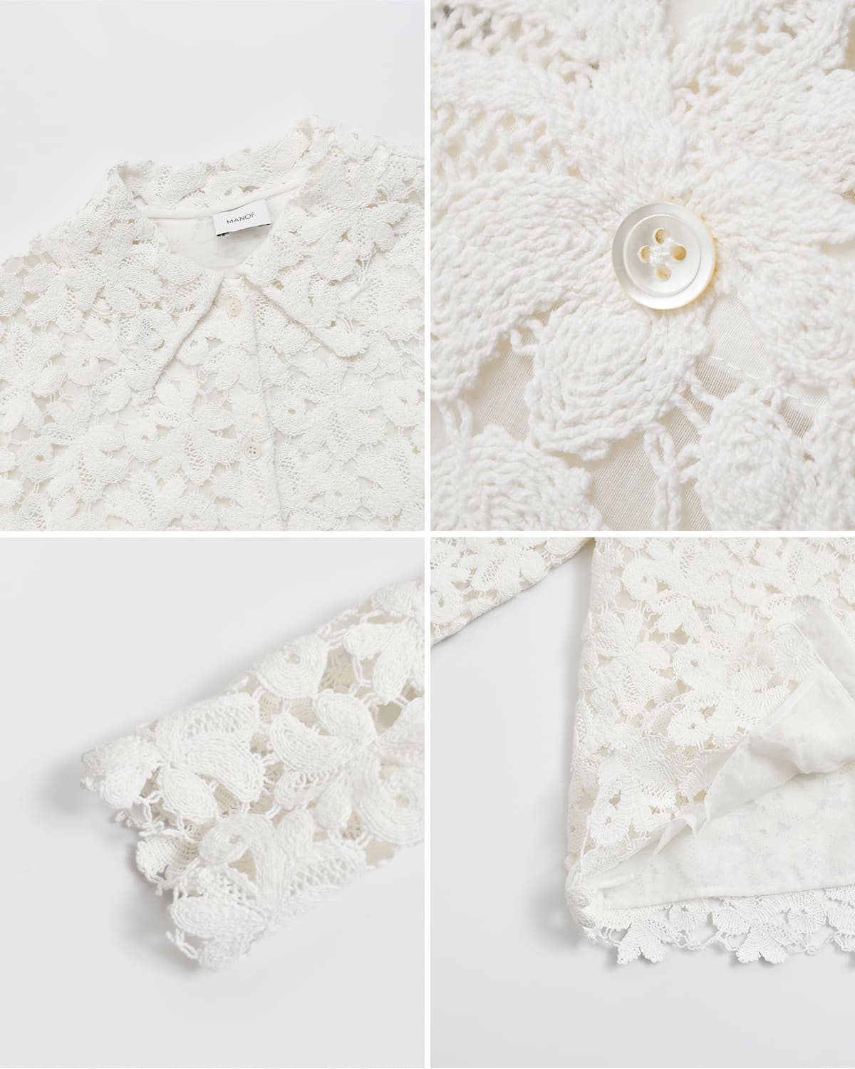 MANOF(マノフ)コットンレースショートシャツ 80122-4073