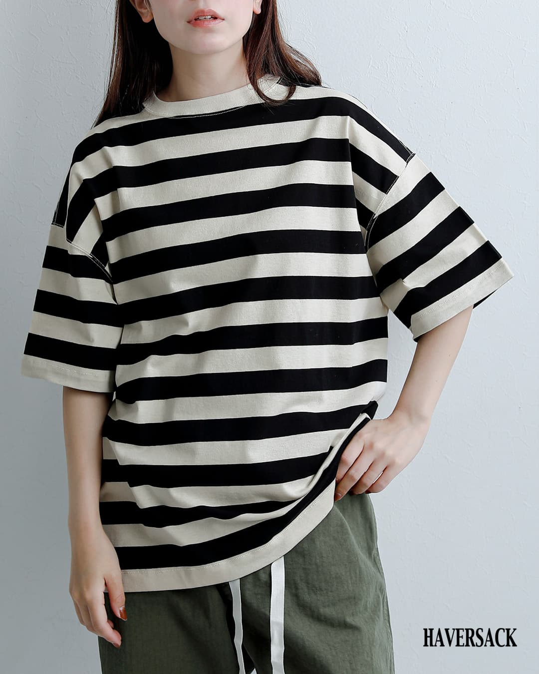 HAVERSACKaranciato別注 コットン カヴェール天竺 ボーダー 半袖 Tシャツ 812627