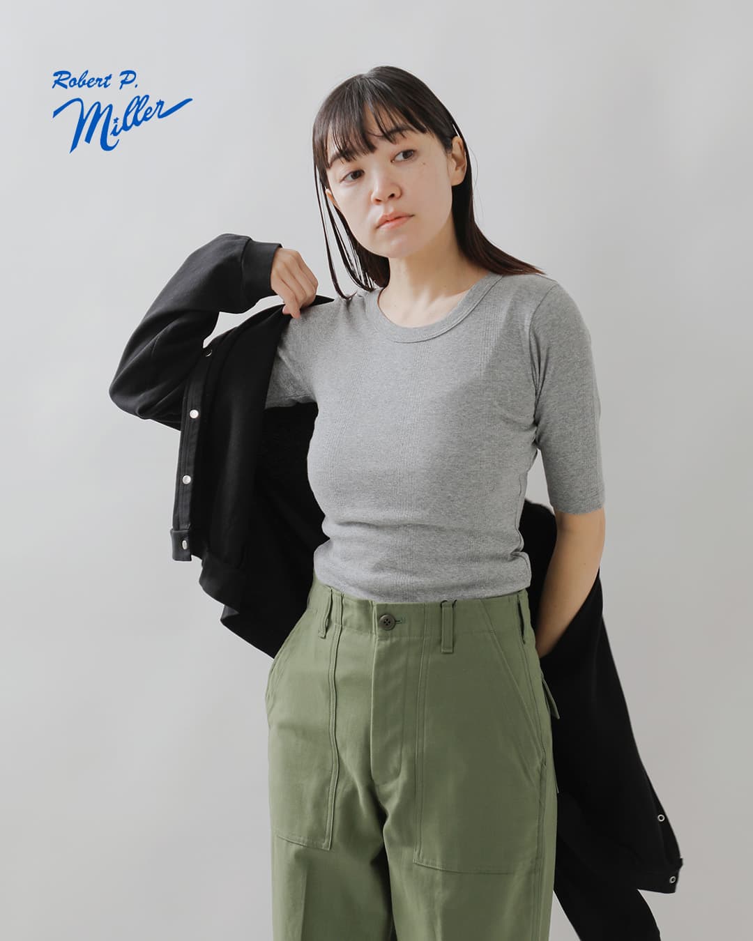 MILLERコットン パネルリブ ハーフスリーブ Tシャツ 822c