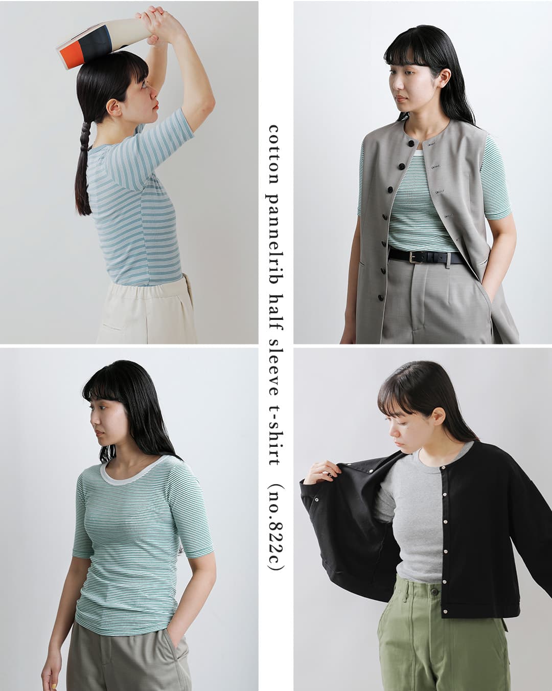 MILLERコットン パネルリブ ハーフスリーブ Tシャツ 822c