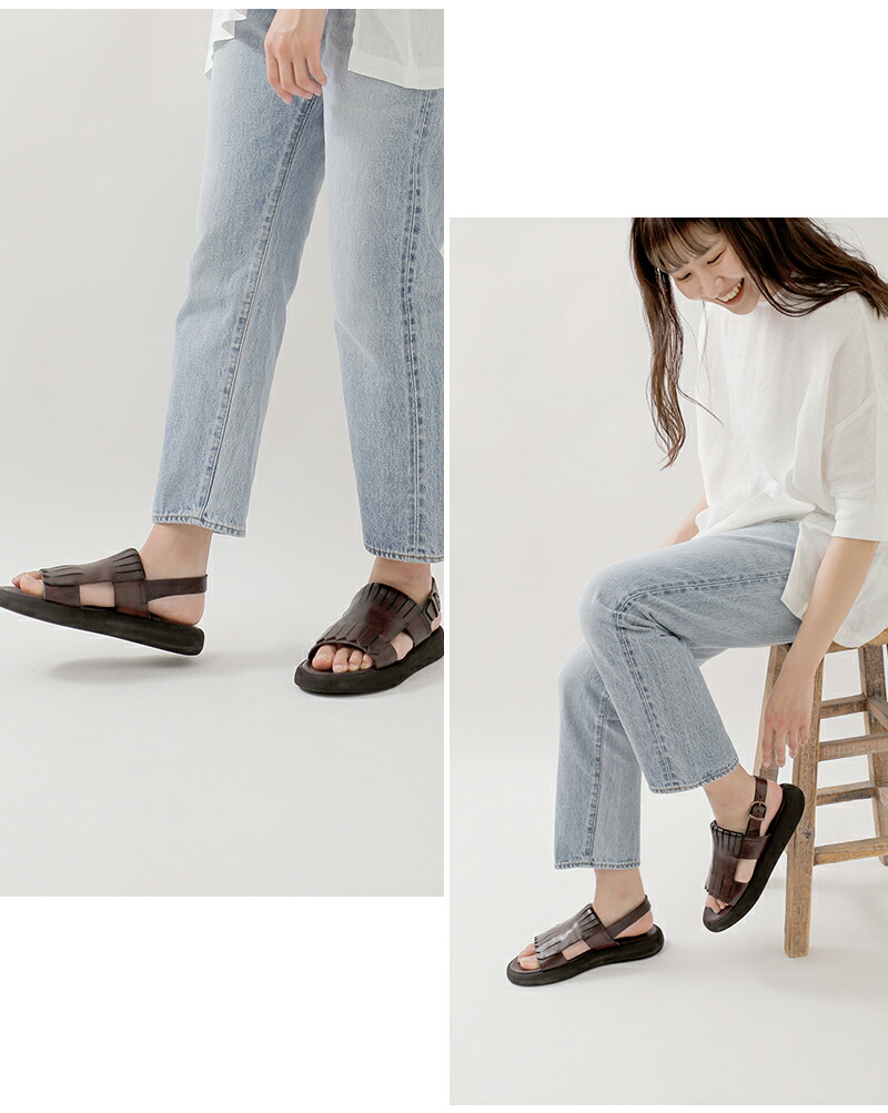 BRADOR(ブラドール)レザーキルトバックストラップフラットサンダル85-641