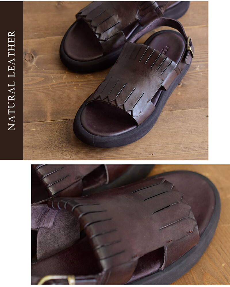 BRADOR(ブラドール)レザーキルトバックストラップフラットサンダル85-641