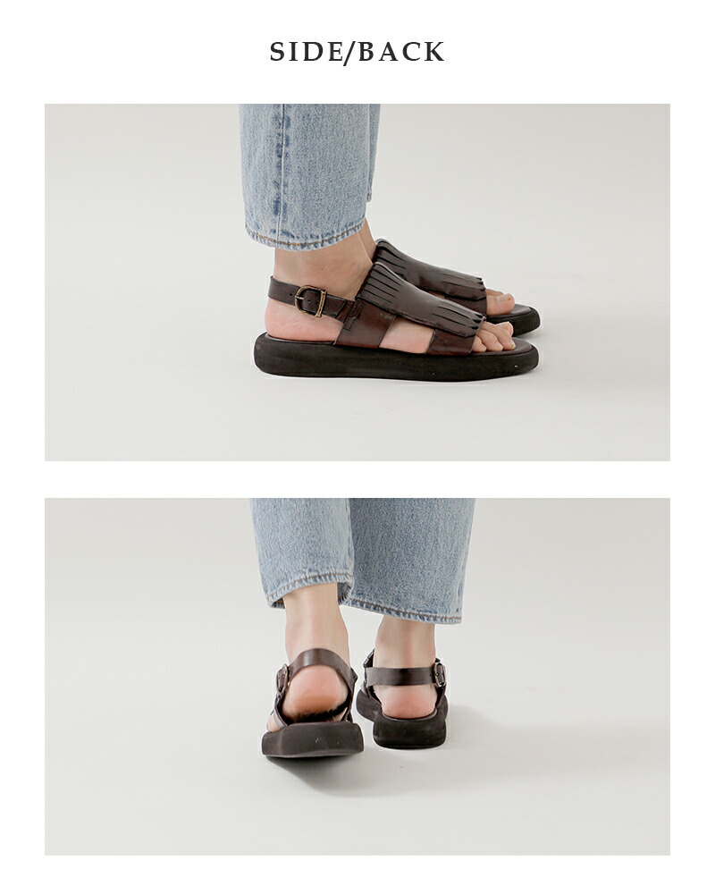 BRADOR(ブラドール)レザーキルトバックストラップフラットサンダル85-641