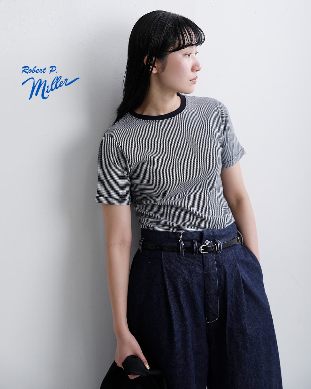 MILLERコットン パネルリブ 半袖 クルーネック Tシャツ 863c