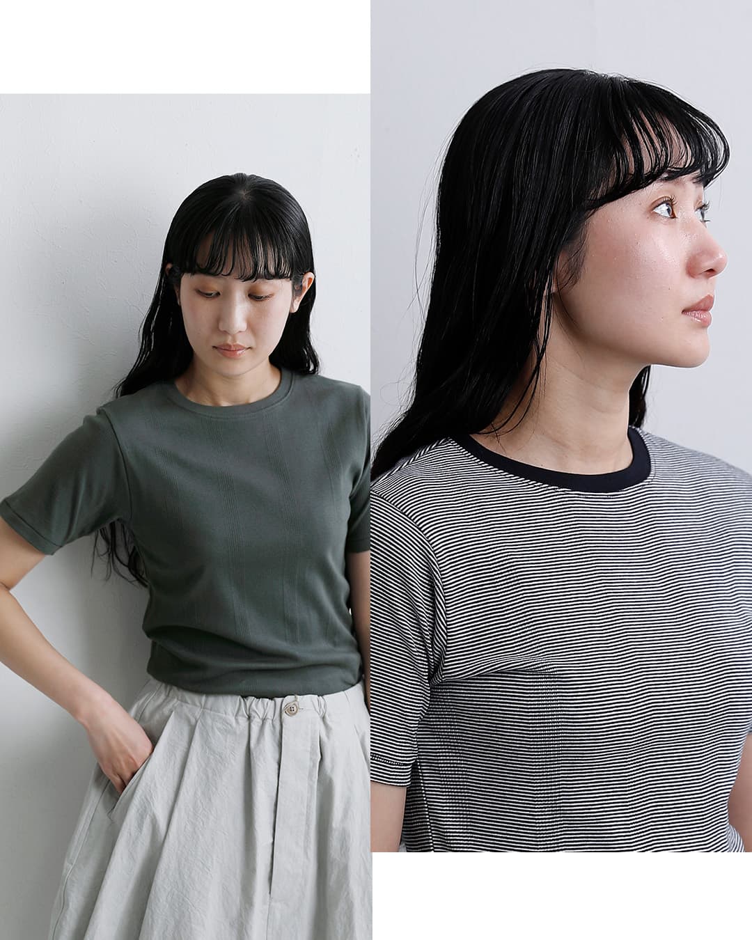 MILLERコットン パネルリブ 半袖 クルーネック Tシャツ 863c