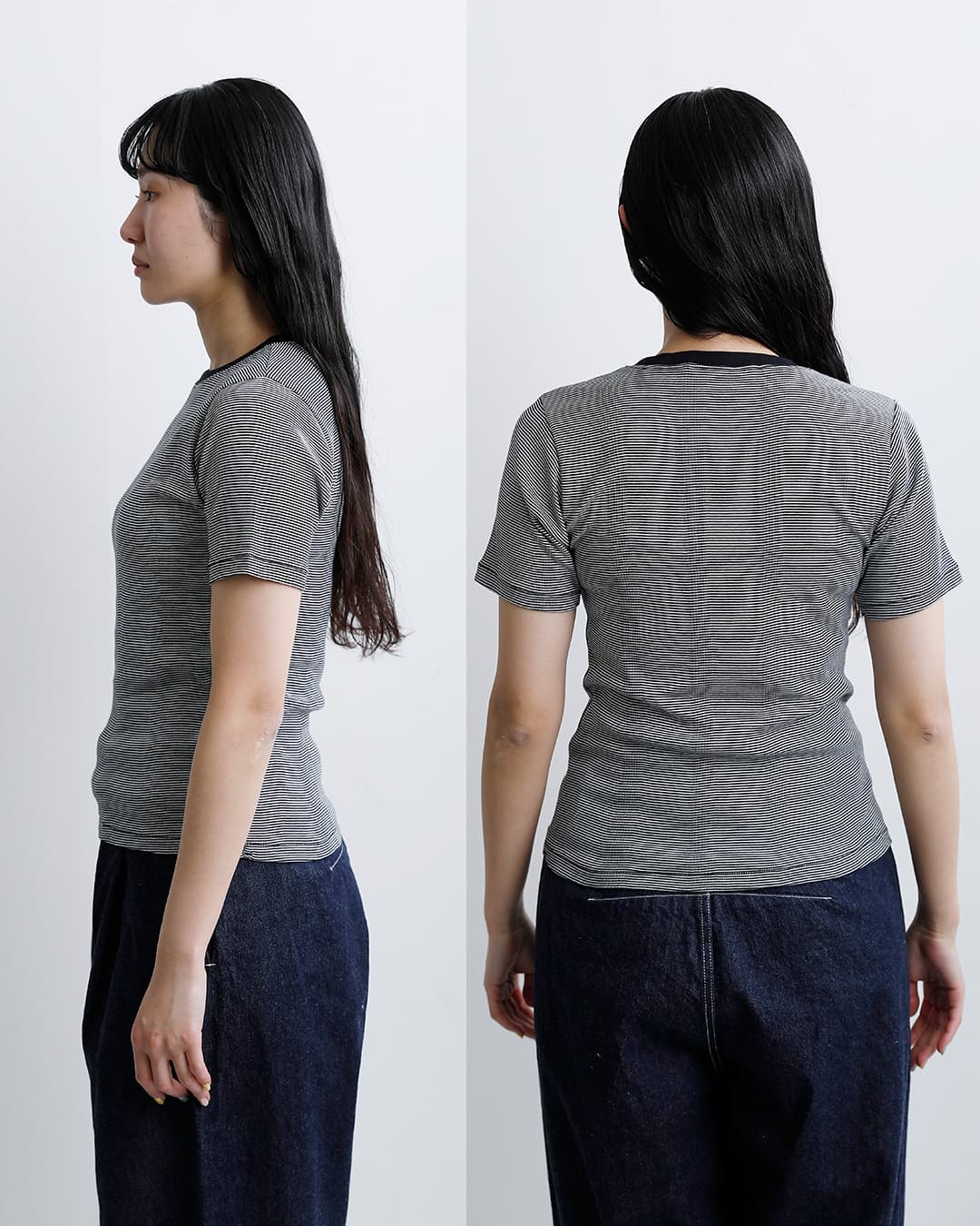 MILLERコットン パネルリブ 半袖 クルーネック Tシャツ 863c