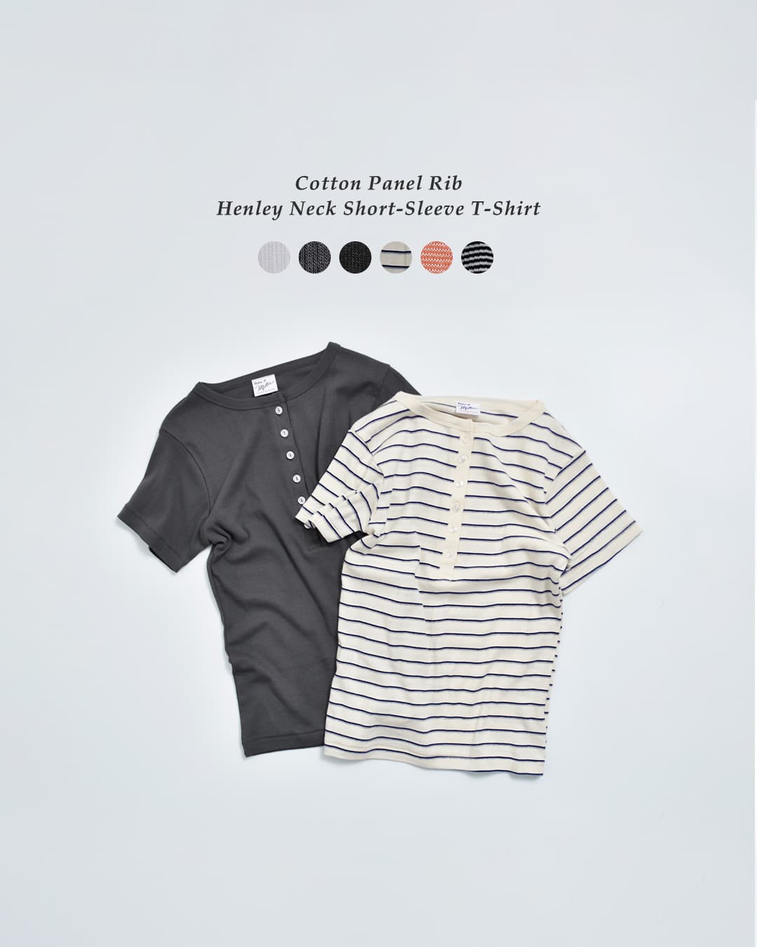 MILLERコットン パネルリブ ヘンリーネック 半袖Tシャツ 864c