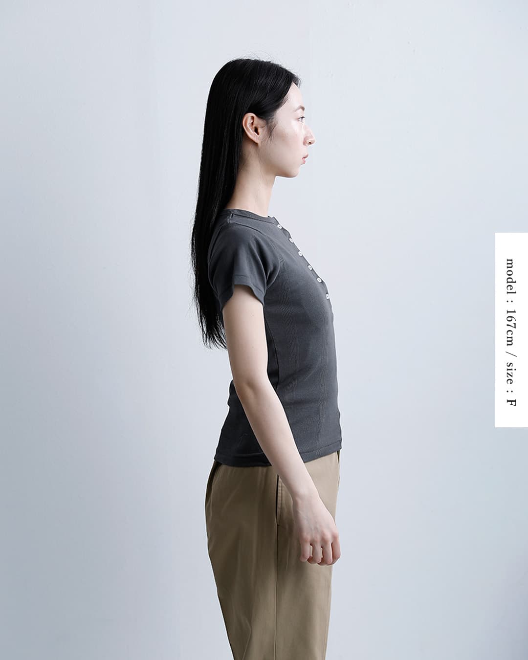 MILLERコットン パネルリブ ヘンリーネック 半袖Tシャツ 864c