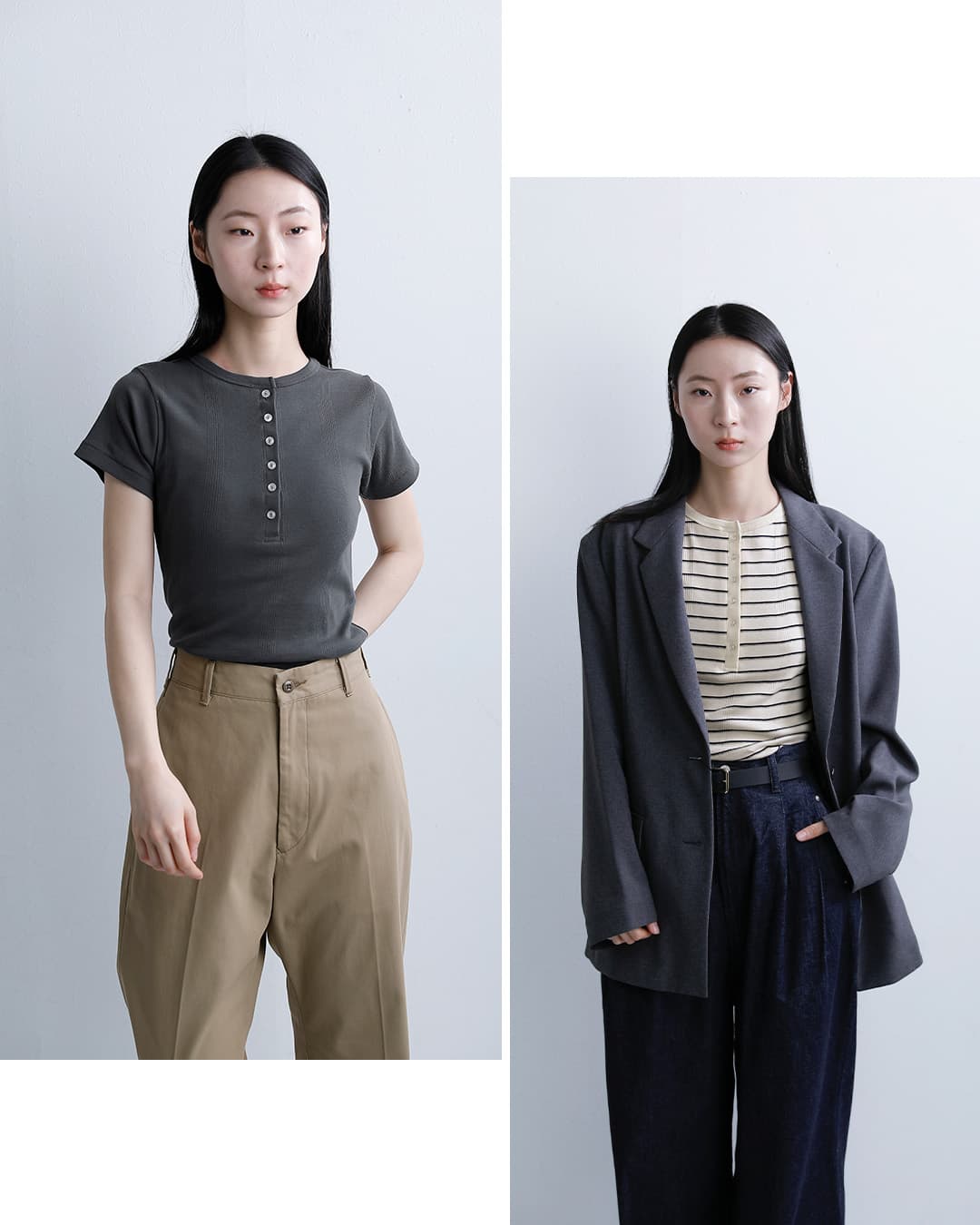 MILLERコットン パネルリブ ヘンリーネック 半袖Tシャツ 864c