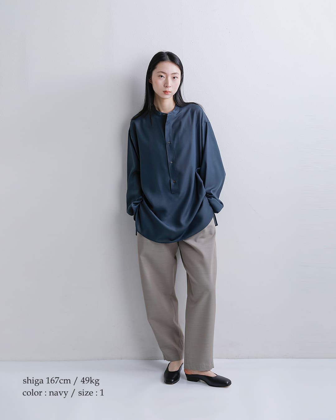 LOEFF(ロエフ)ヘンリーネック ロングスリーブ シャツ 8811-2-000006