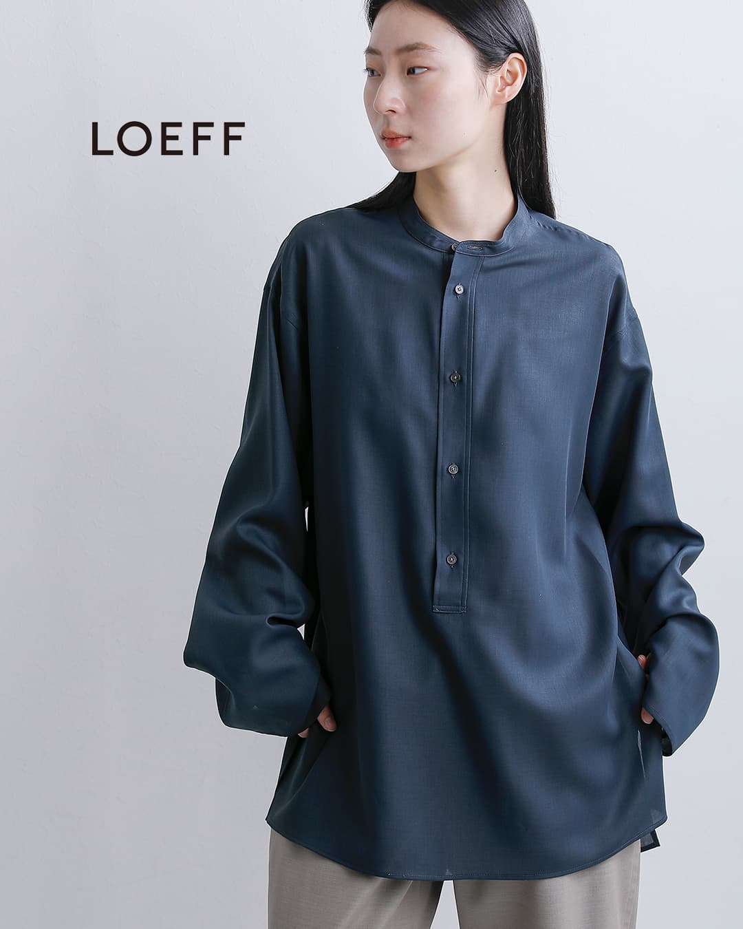 LOEFF(ロエフ)ヘンリーネック ロングスリーブ シャツ 8811-2-000006
