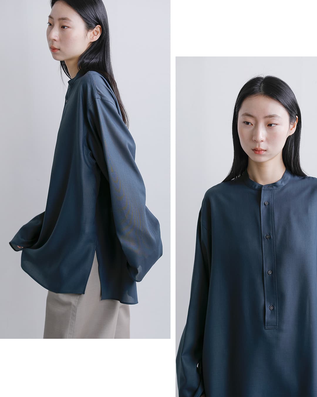 LOEFF(ロエフ)ヘンリーネック ロングスリーブ シャツ 8811-2-000006
