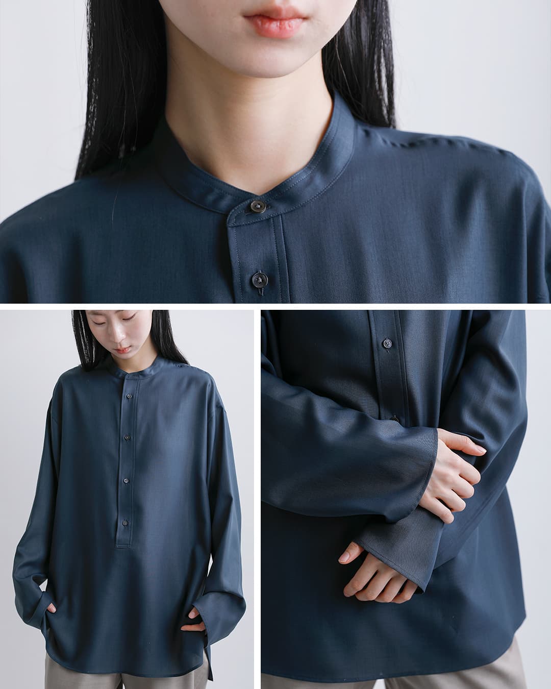 LOEFF(ロエフ)ヘンリーネック ロングスリーブ シャツ 8811-2-000006