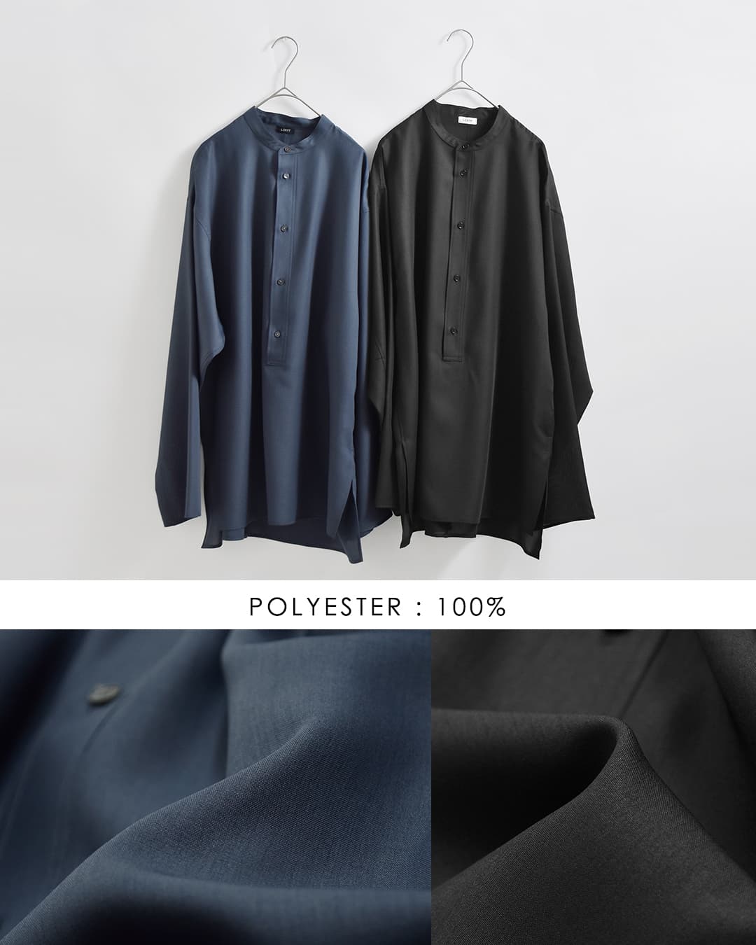 LOEFF(ロエフ)ヘンリーネック ロングスリーブ シャツ 8811-2-000006