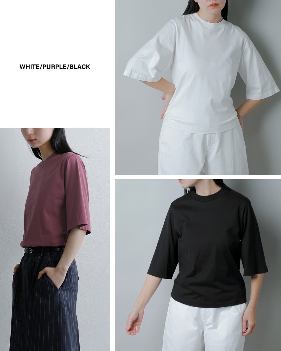LOEFFスビンコットン天竺 5分袖 クルーネック Tシャツ 8817-6-000002