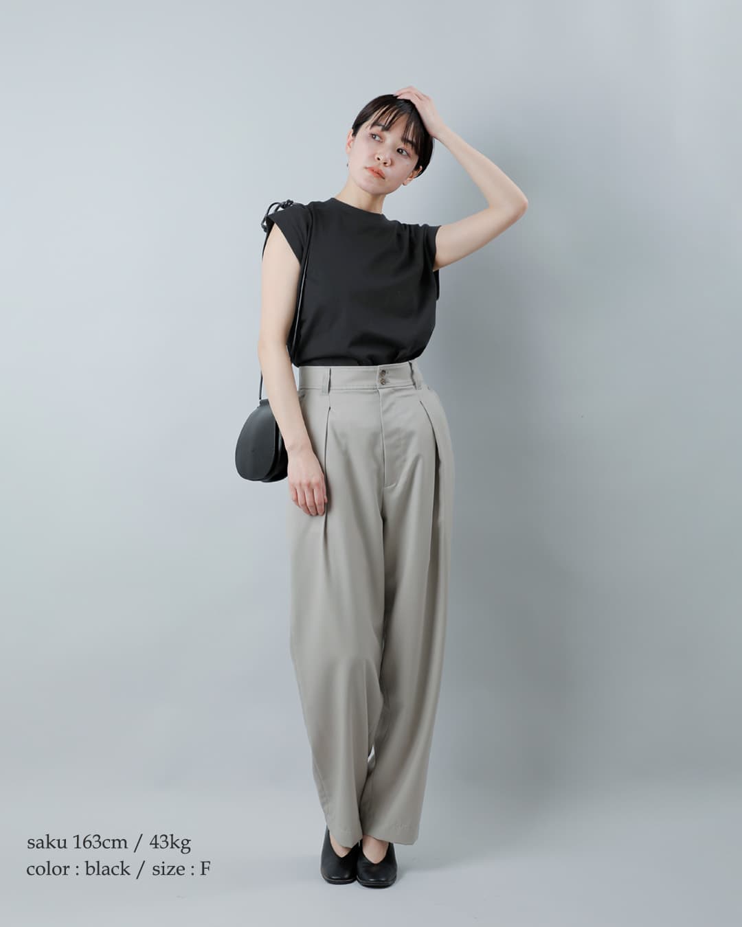 LOEFFスビンコットン天竺 ノースリーブ クルーネック Tシャツ 8817-6-000003
