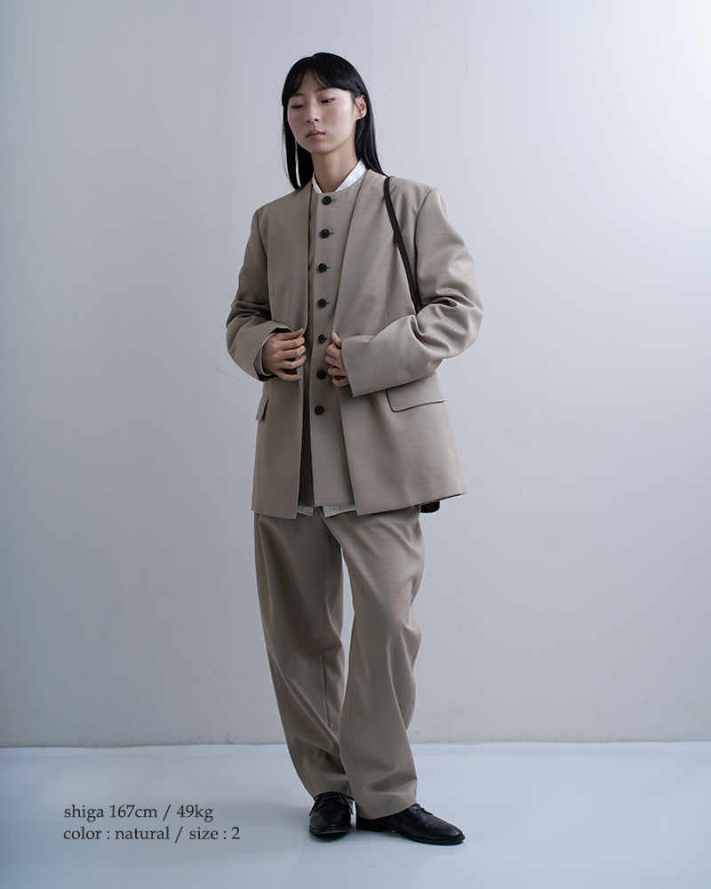 LOEFF(ロエフ)高密度ウールギャバノーカラージャケット8822-2-000003