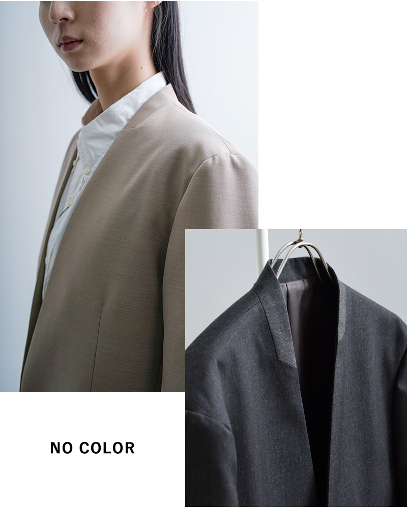 LOEFF(ロエフ)高密度ウールギャバノーカラージャケット8822-2-000003