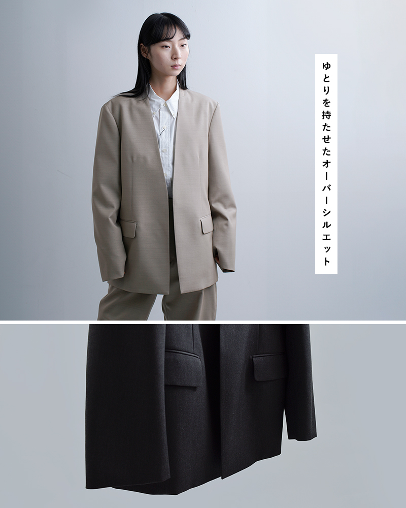 LOEFF(ロエフ)高密度ウールギャバノーカラージャケット8822-2-000003