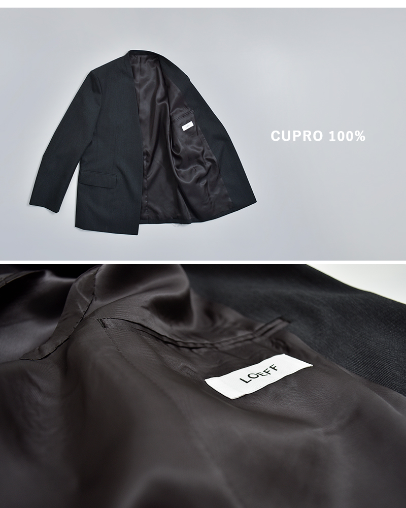 LOEFF(ロエフ)高密度ウールギャバノーカラージャケット8822-2-000003