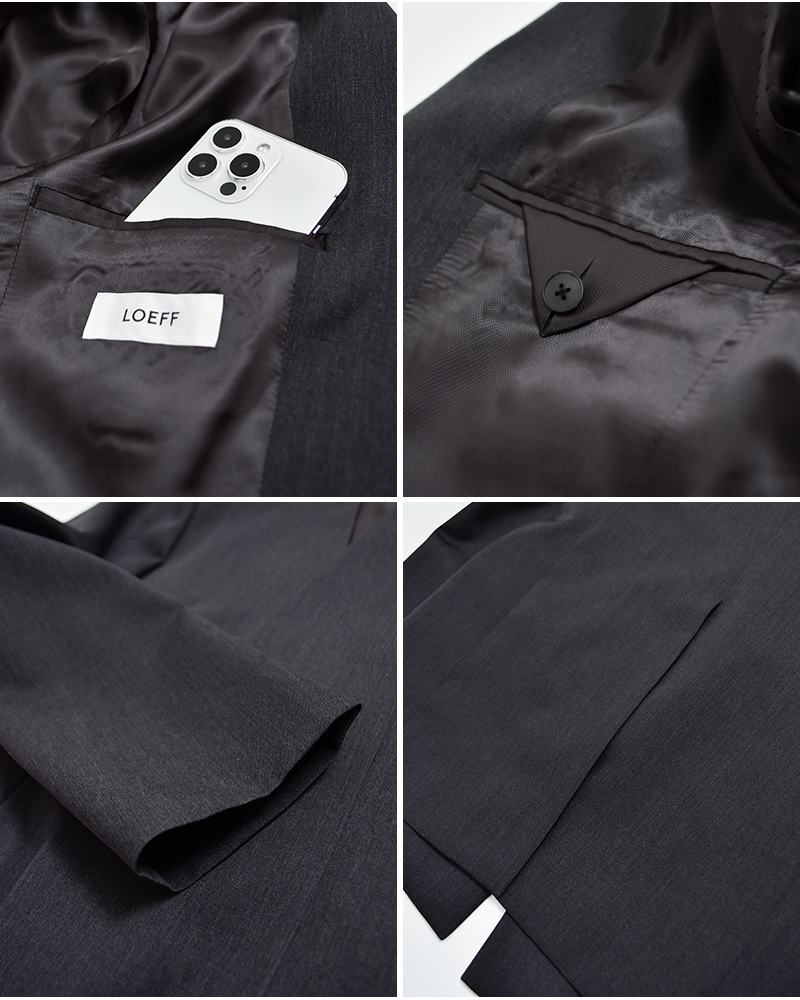 LOEFF(ロエフ)高密度ウールギャバノーカラージャケット8822-2-000003
