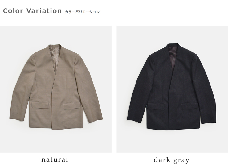 LOEFF(ロエフ)高密度ウールギャバノーカラージャケット8822-2-000003