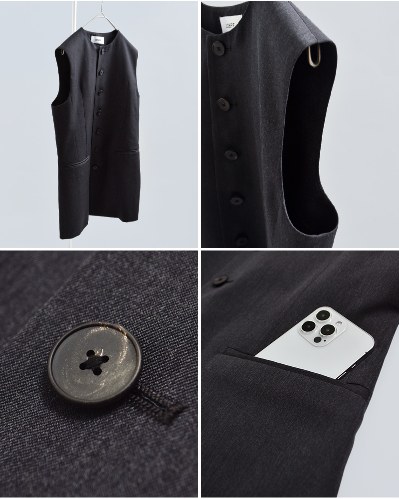 LOEFF(ロエフ)高密度ウールギャバシェイプベスト8825-2-000002