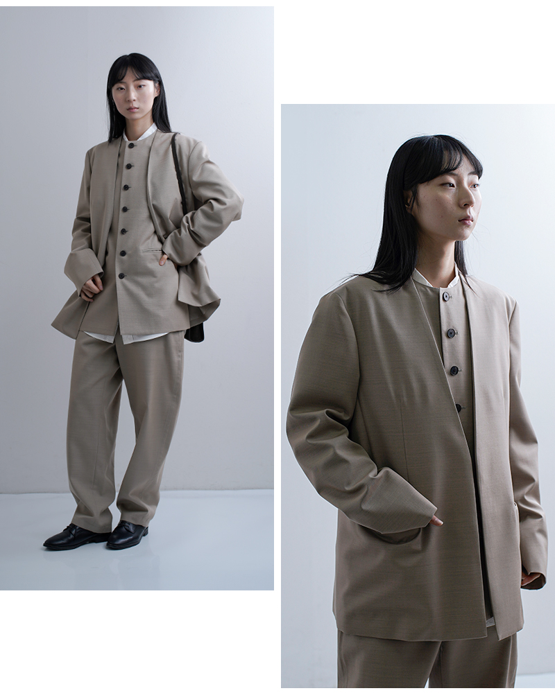 LOEFF(ロエフ)高密度ウールギャバシェイプベスト8825-2-000002