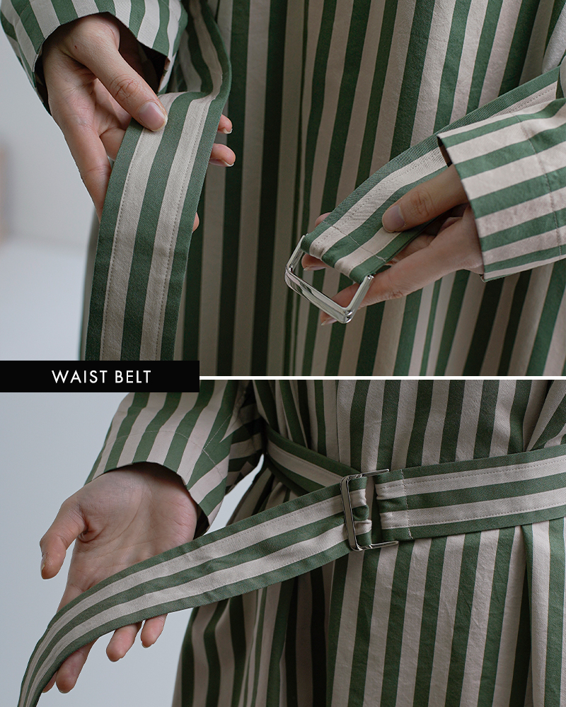 LOEFF(ロエフ)コットンストライプスリットネックシャツドレスワンピース8826-2-000002