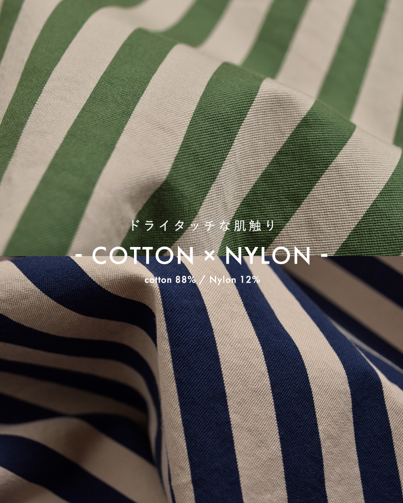 LOEFF(ロエフ)コットンストライプスリットネックシャツドレスワンピース8826-2-000002