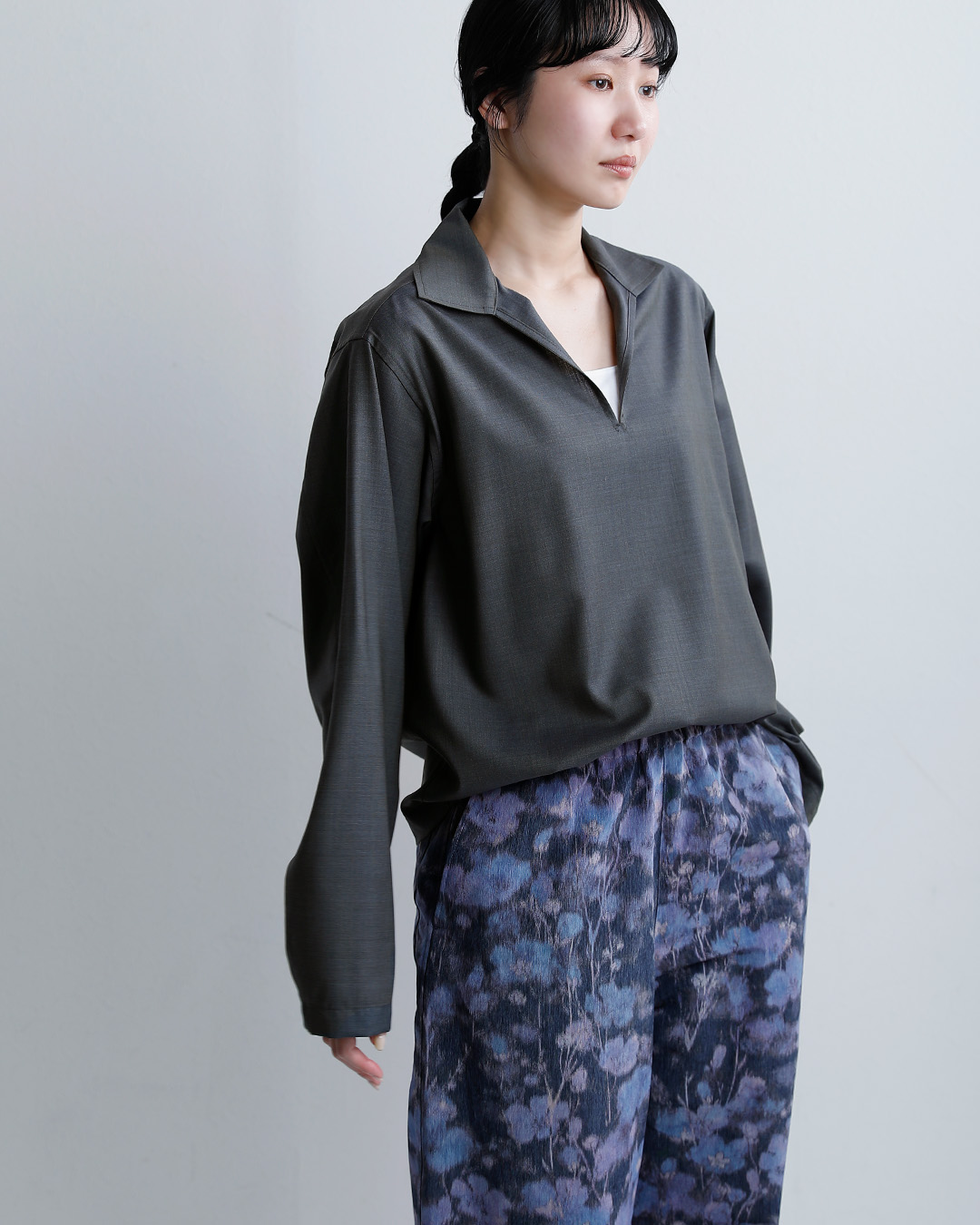 LOEFF(ロエフ)ウールトロ スキッパーシャツ 8881-2-000004