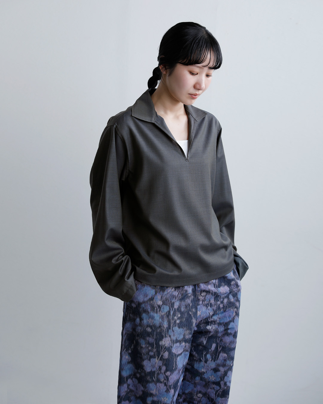 LOEFF(ロエフ)ウールトロ スキッパーシャツ 8881-2-000004