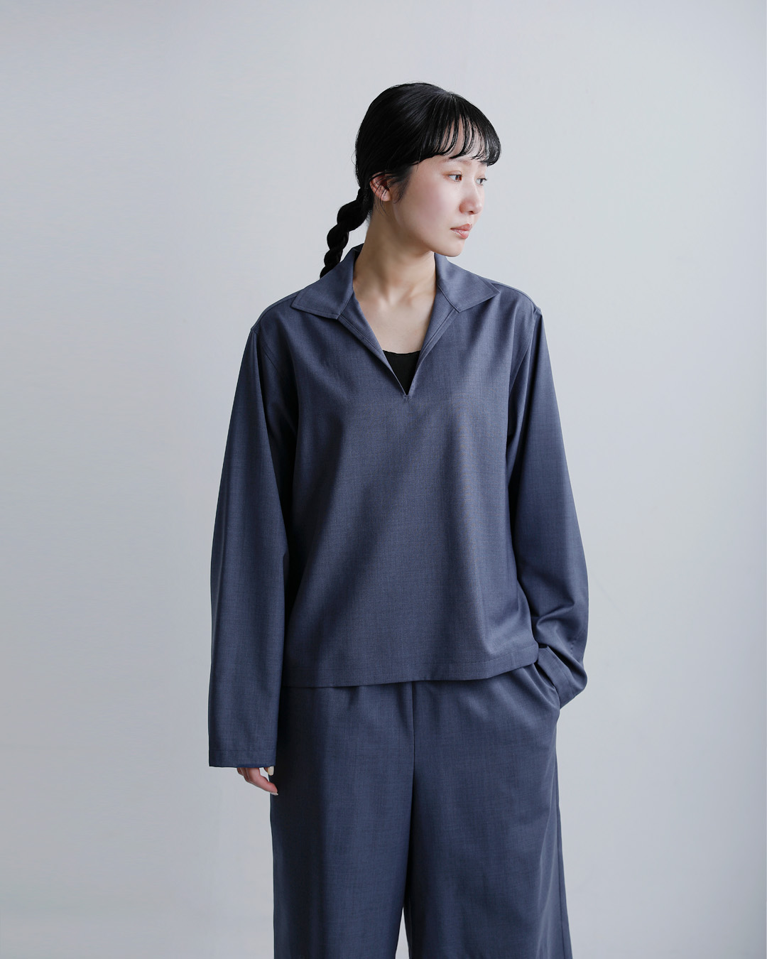 LOEFF(ロエフ)ウールトロ スキッパーシャツ 8881-2-000004