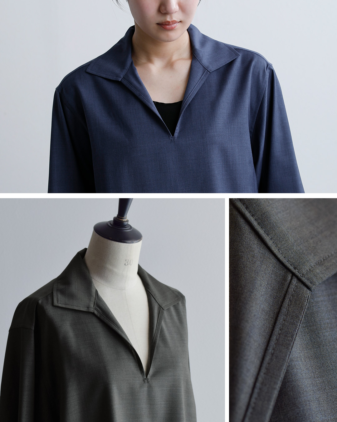 LOEFF(ロエフ)ウールトロ スキッパーシャツ 8881-2-000004