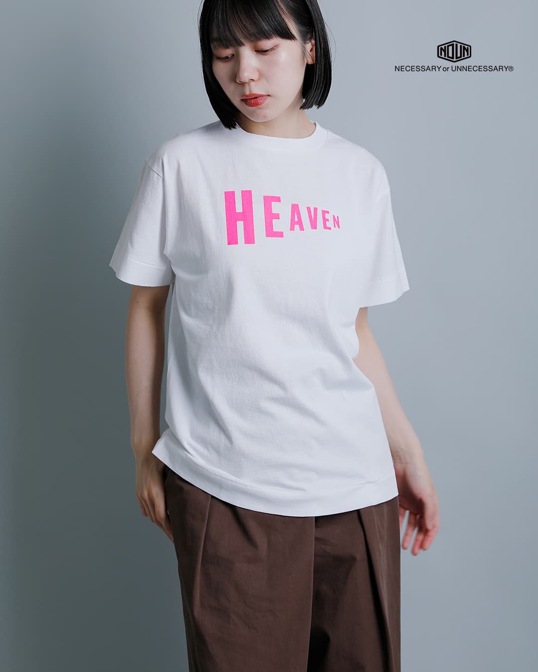 NECESSARY or UNNECESSARYコットン プリント 半袖 Tシャツ “HEAVEN-T” 90012329
