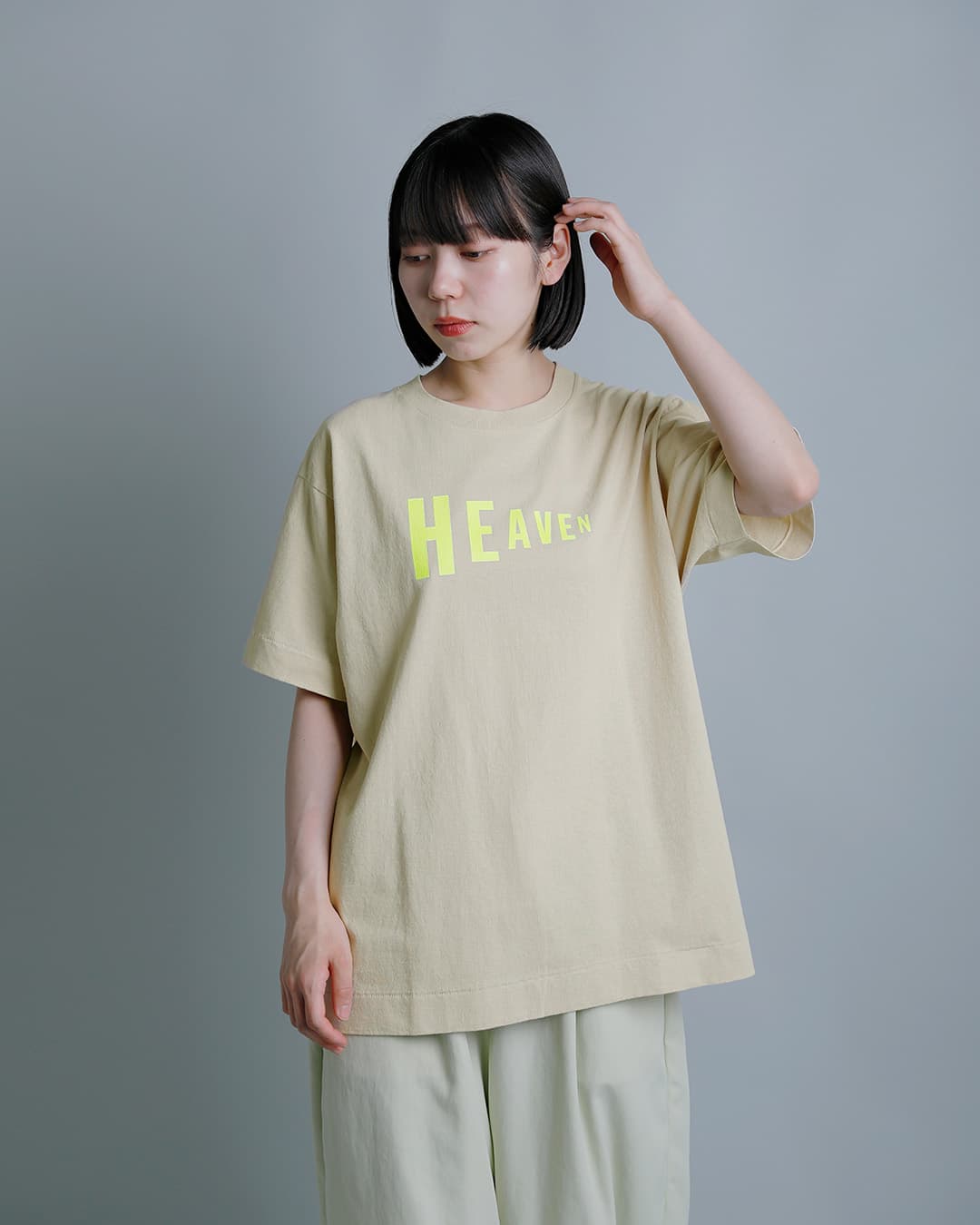 NECESSARY or UNNECESSARYコットン プリント 半袖 Tシャツ “HEAVEN-T” 90012329