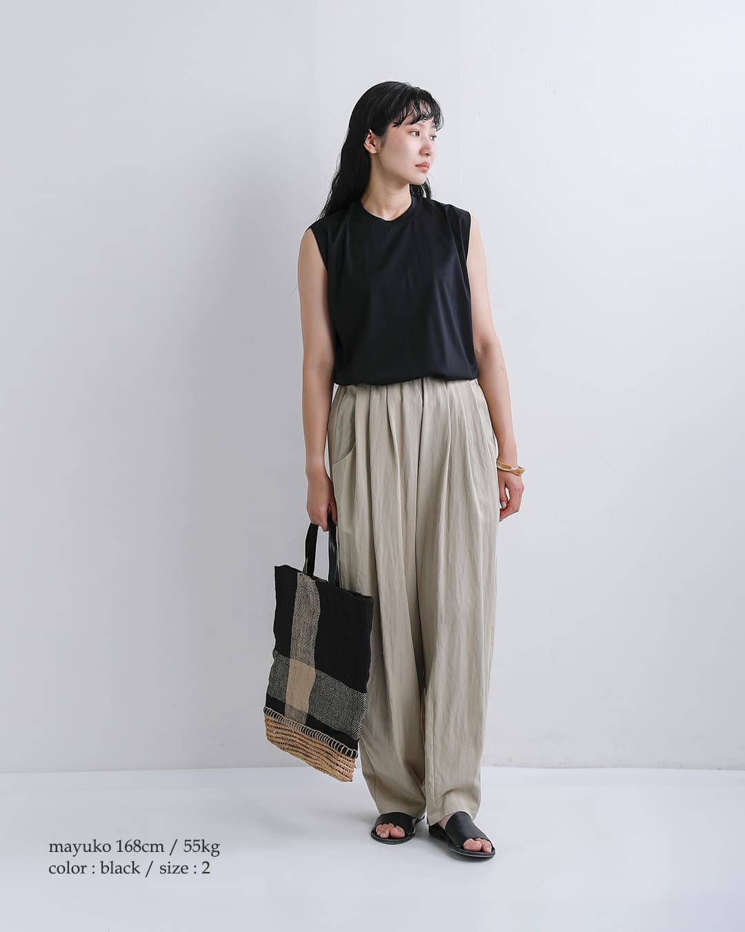 Squadyコットン シルケットスムース ノースリーブ カットソー 903-5814