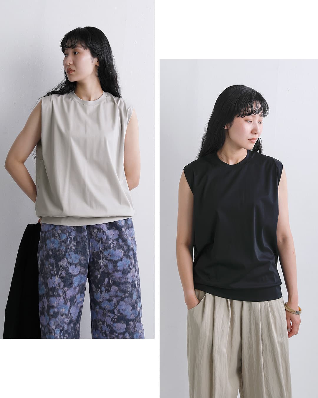 Squadyコットン シルケットスムース ノースリーブ カットソー 903-5814