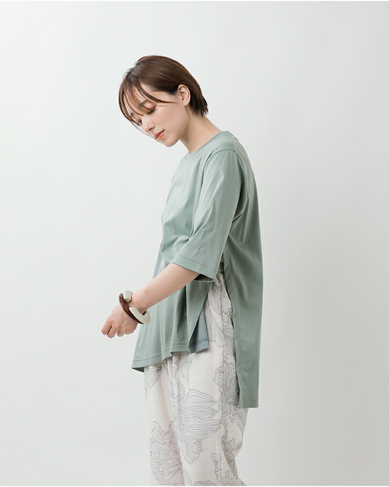Squady(スカディ)コットンソフィア天竺スリットプルオーバー909-1871