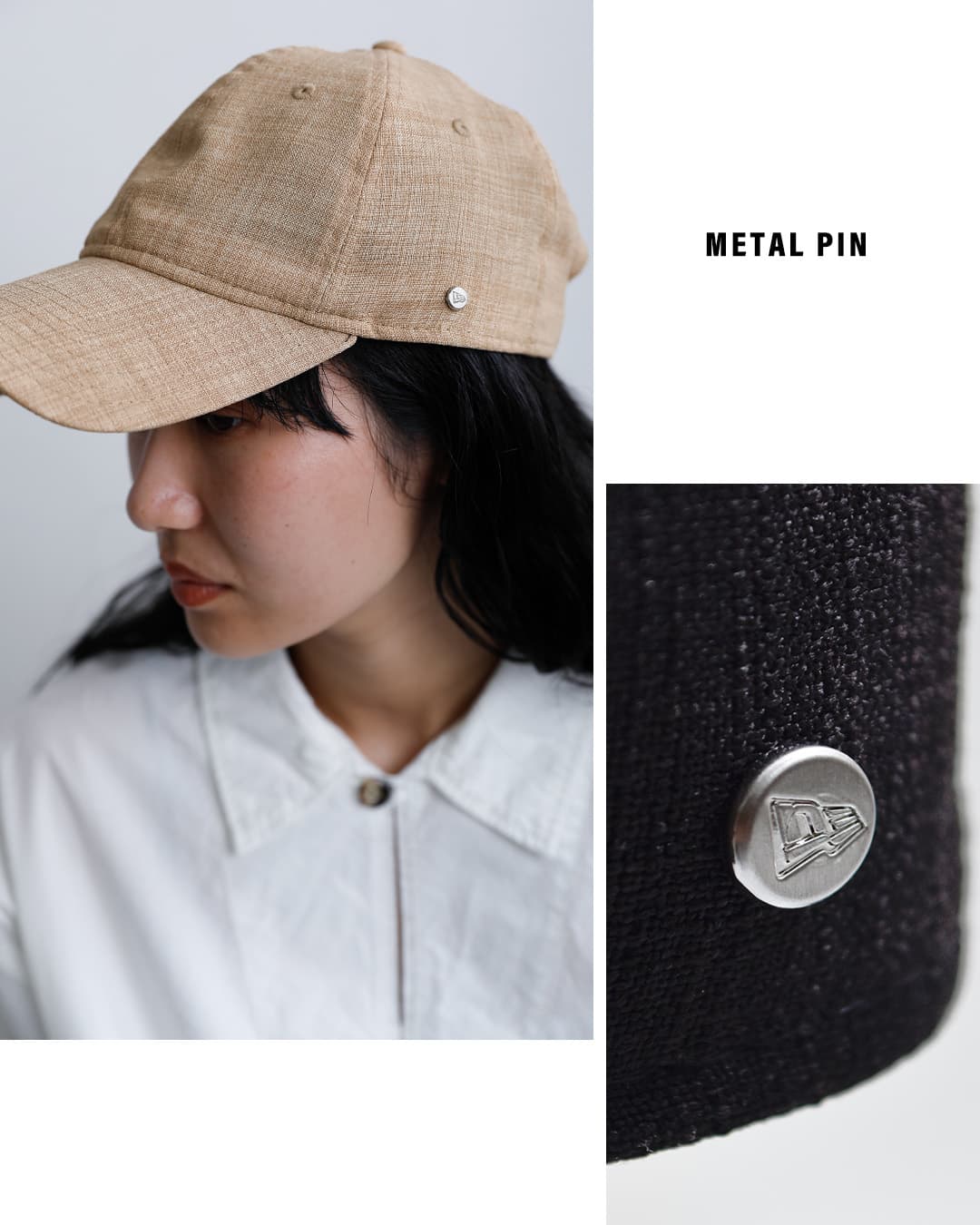 NEW ERA9TWENTY 接触冷感 Reflaxキャンバス メタルピン ロングバイザー キャップ 920lv-reflax