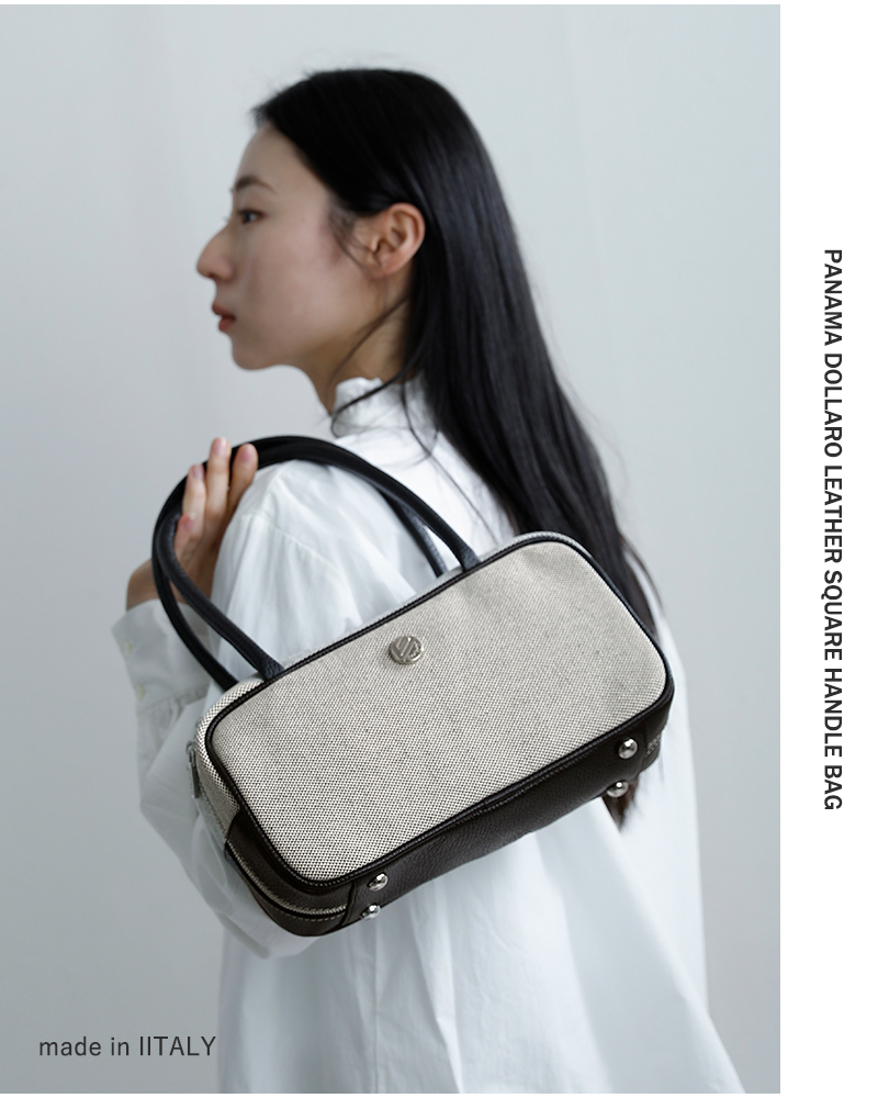 Bonfanti(ボンファンティ)パナマドラーロレザースクエアハンドルバッグ96-bon-530101