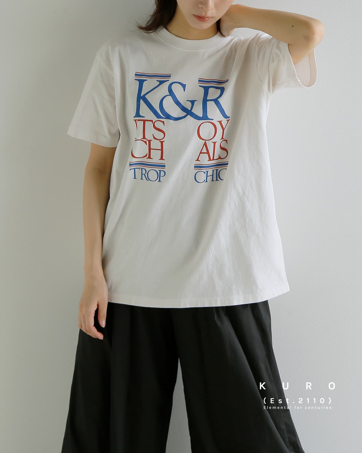 KURO(クロ)ラウンドシェイプ ダイ プリント Tシャツ 17/- ROUND SHAPE DYED TEE K＆R-Kitsch＆Royals964274