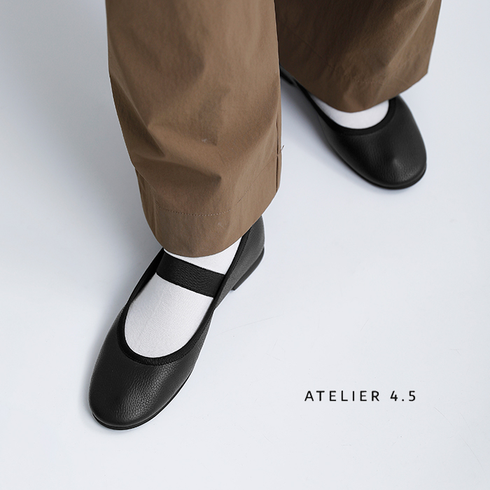 ATELIER 4.5(アトリエ4.5)シュリンクレザーワンストラップバレエシューズa-037