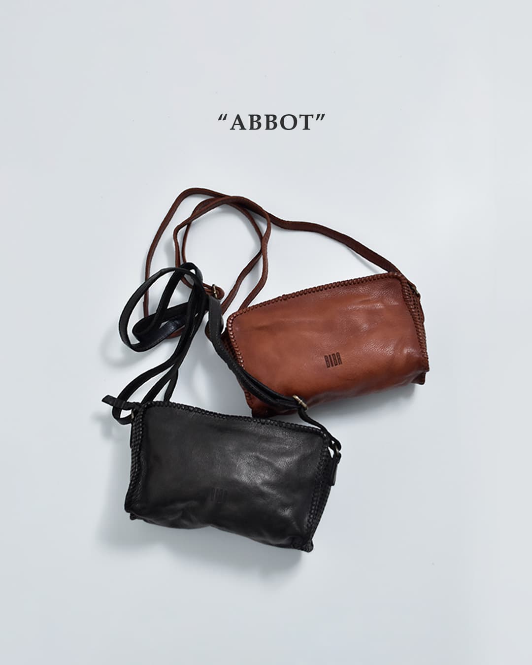 BIBAウォッシュドカウレザー パーフォレーション ドリルクロスボディバッグ “ABBOT” abb1l