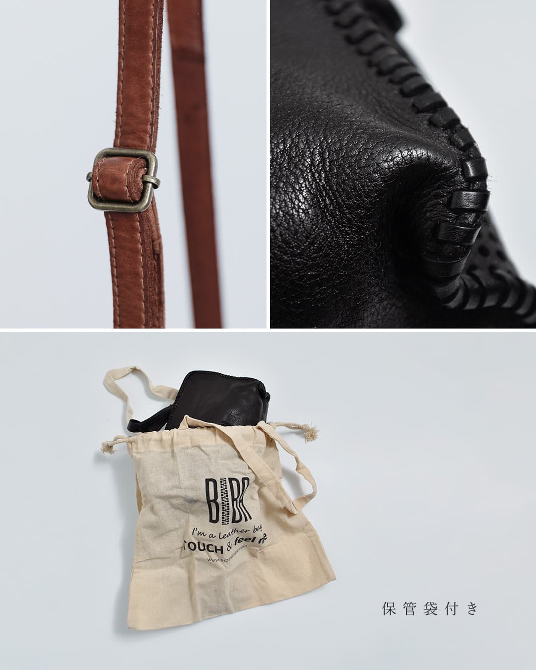 BIBAウォッシュドカウレザー パーフォレーション ドリルクロスボディバッグ “ABBOT” abb1l