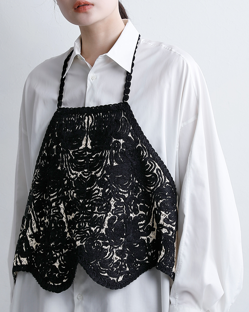 ADAWAS(アダワス)リネンコットンフローラル刺繍エプロンベストadws-507-35