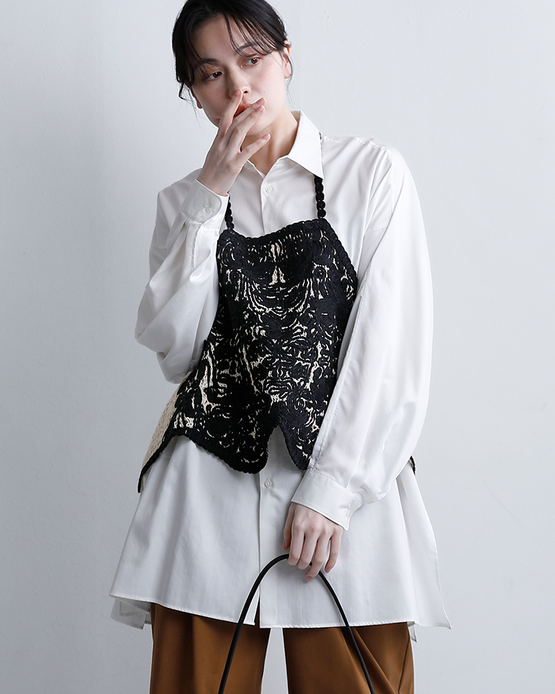 ADAWAS(アダワス)リネンコットンフローラル刺繍エプロンベストadws-507-35